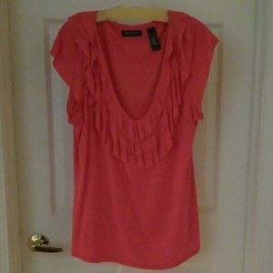 AXCESS NWOT CORAL RUFFLE ACCENT TOP SIZE XL